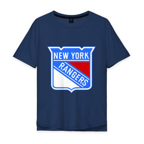 Мужская футболка хлопок Oversize с принтом New York Rangers в Санкт-Петербурге, 100% хлопок | свободный крой, круглый ворот, “спинка” длиннее передней части | new york rangers | nhl | национальная хоккейная лига | нью йорк рейнджерс | хоккей | хоккейная лига