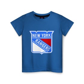 Детская футболка хлопок с принтом New York Rangers в Санкт-Петербурге, 100% хлопок | круглый вырез горловины, полуприлегающий силуэт, длина до линии бедер | new york rangers | nhl | национальная хоккейная лига | нью йорк рейнджерс | хоккей | хоккейная лига