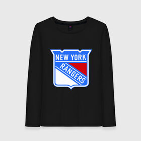 Женский лонгслив хлопок с принтом New York Rangers в Санкт-Петербурге, 100% хлопок |  | new york rangers | nhl | национальная хоккейная лига | нью йорк рейнджерс | хоккей | хоккейная лига