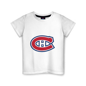 Детская футболка хлопок с принтом Montreal Canadiens в Санкт-Петербурге, 100% хлопок | круглый вырез горловины, полуприлегающий силуэт, длина до линии бедер | Тематика изображения на принте: montreal canadiens | канадская хоккейная лига | монтреал | нхл | хокей | хоккей