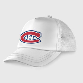 Детская кепка тракер с принтом Montreal Canadiens в Санкт-Петербурге, Козырек - 100% хлопок. Кепка - 100% полиэстер, Задняя часть - сетка | универсальный размер, пластиковая застёжка | montreal canadiens | канадская хоккейная лига | монтреал | нхл | хокей | хоккей