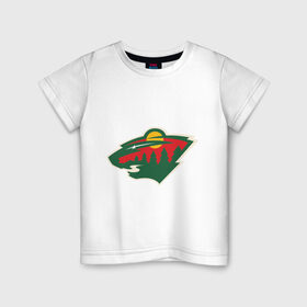 Детская футболка хлопок с принтом Minnesota Wild в Санкт-Петербурге, 100% хлопок | круглый вырез горловины, полуприлегающий силуэт, длина до линии бедер | Тематика изображения на принте: 