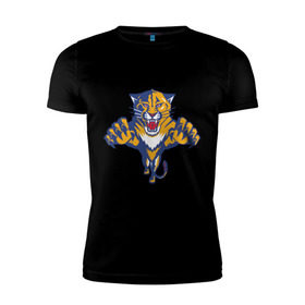 Мужская футболка премиум с принтом Florida Panthers в Санкт-Петербурге, 92% хлопок, 8% лайкра | приталенный силуэт, круглый вырез ворота, длина до линии бедра, короткий рукав | florida panthers | nhl | нхл | флорида пантерс | хоккей | хоккейная лига