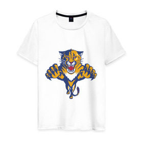 Мужская футболка хлопок с принтом Florida Panthers в Санкт-Петербурге, 100% хлопок | прямой крой, круглый вырез горловины, длина до линии бедер, слегка спущенное плечо. | florida panthers | nhl | нхл | флорида пантерс | хоккей | хоккейная лига