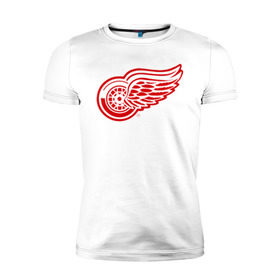 Мужская футболка премиум с принтом Detroit Red Wings в Санкт-Петербурге, 92% хлопок, 8% лайкра | приталенный силуэт, круглый вырез ворота, длина до линии бедра, короткий рукав | hockey | nhl | лига | нхл | хокей | хоккей | хоккейная лига