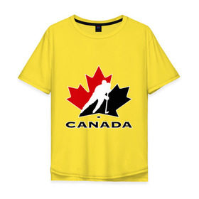 Мужская футболка хлопок Oversize с принтом Canada в Санкт-Петербурге, 100% хлопок | свободный крой, круглый ворот, “спинка” длиннее передней части | canada | hockey | nhl | канада | лига | нхл | хокей | хокейнаялига | хоккей | хоккейная лига