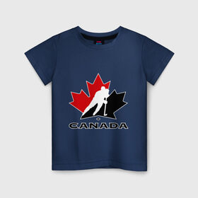 Детская футболка хлопок с принтом Canada в Санкт-Петербурге, 100% хлопок | круглый вырез горловины, полуприлегающий силуэт, длина до линии бедер | Тематика изображения на принте: canada | hockey | nhl | канада | лига | нхл | хокей | хокейнаялига | хоккей | хоккейная лига