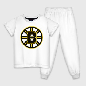 Детская пижама хлопок с принтом Boston Bruins в Санкт-Петербурге, 100% хлопок |  брюки и футболка прямого кроя, без карманов, на брюках мягкая резинка на поясе и по низу штанин
 | нхл | хоккейная лига