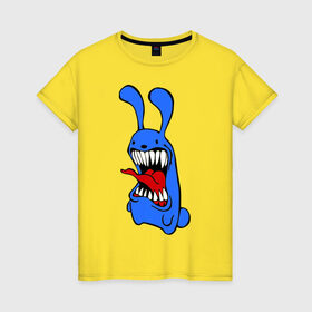 Женская футболка хлопок с принтом Злой заяц в Санкт-Петербурге, 100% хлопок | прямой крой, круглый вырез горловины, длина до линии бедер, слегка спущенное плечо | злой заяц | монстры
