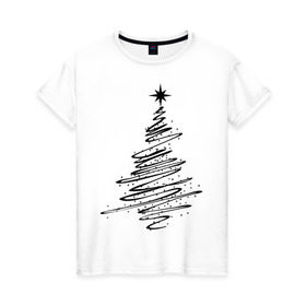 Женская футболка хлопок с принтом Ёлка (2) в Санкт-Петербурге, 100% хлопок | прямой крой, круглый вырез горловины, длина до линии бедер, слегка спущенное плечо | new year | ёлка | нг | новогоднее дерево | новый год