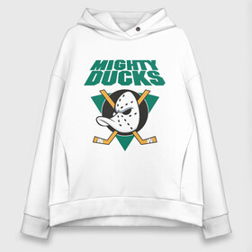 Женское худи Oversize хлопок с принтом Anaheim Mighty Ducks в Санкт-Петербурге, френч-терри — 70% хлопок, 30% полиэстер. Мягкий теплый начес внутри —100% хлопок | боковые карманы, эластичные манжеты и нижняя кромка, капюшон на магнитной кнопке | anaheim mighty ducks | майти дакс | национальная лига калифорнии | хокей | хоккей