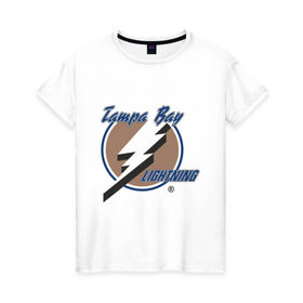 Женская футболка хлопок с принтом Tampa Bay в Санкт-Петербурге, 100% хлопок | прямой крой, круглый вырез горловины, длина до линии бедер, слегка спущенное плечо | hockey | nhl | tampa bay | национальная лига | нхл | тампа бэй | хокей | хоккей