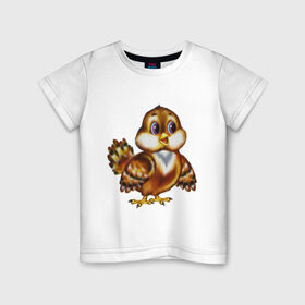 Детская футболка хлопок с принтом Воробушек в Санкт-Петербурге, 100% хлопок | круглый вырез горловины, полуприлегающий силуэт, длина до линии бедер | воробей | воробушек | птенец | птичка