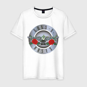 Мужская футболка хлопок с принтом Guns`n`Roses в Санкт-Петербурге, 100% хлопок | прямой крой, круглый вырез горловины, длина до линии бедер, слегка спущенное плечо. | Тематика изображения на принте: guns | gunsnroses | metall | rock | roses | метал | металл | рок