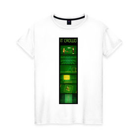 Женская футболка хлопок с принтом Компьютерщики в Санкт-Петербурге, 100% хлопок | прямой крой, круглый вырез горловины, длина до линии бедер, слегка спущенное плечо | it crowd | the it crowd
