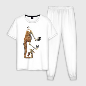 Мужская пижама хлопок с принтом Мадагаскар (10) в Санкт-Петербурге, 100% хлопок | брюки и футболка прямого кроя, без карманов, на брюках мягкая резинка на поясе и по низу штанин
 | madagascar | жираф | мадагаскар