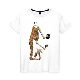 Женская футболка хлопок с принтом Мадагаскар (10) в Санкт-Петербурге, 100% хлопок | прямой крой, круглый вырез горловины, длина до линии бедер, слегка спущенное плечо | madagascar | жираф | мадагаскар