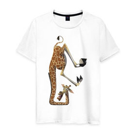 Мужская футболка хлопок с принтом Мадагаскар (10) в Санкт-Петербурге, 100% хлопок | прямой крой, круглый вырез горловины, длина до линии бедер, слегка спущенное плечо. | Тематика изображения на принте: madagascar | жираф | мадагаскар