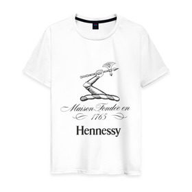 Мужская футболка хлопок с принтом Hennessy в Санкт-Петербурге, 100% хлопок | прямой крой, круглый вырез горловины, длина до линии бедер, слегка спущенное плечо. | cognac | hennessy | бар | бармен | коньяк | хеннесси