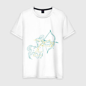 Мужская футболка хлопок с принтом Стрелец-Зодиак в Санкт-Петербурге, 100% хлопок | прямой крой, круглый вырез горловины, длина до линии бедер, слегка спущенное плечо. | 