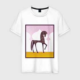 Мужская футболка хлопок с принтом Лошадь в Санкт-Петербурге, 100% хлопок | прямой крой, круглый вырез горловины, длина до линии бедер, слегка спущенное плечо. | 
