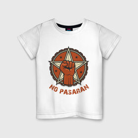 Детская футболка хлопок с принтом No Pasaran в Санкт-Петербурге, 100% хлопок | круглый вырез горловины, полуприлегающий силуэт, длина до линии бедер | cuba | no pasaran | гевара | куба | но пасаран | революция | свобода | че