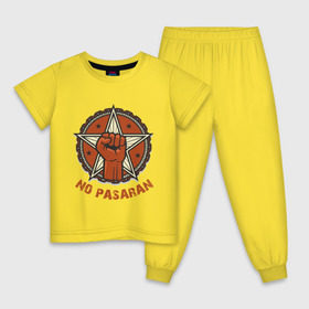 Детская пижама хлопок с принтом No Pasaran в Санкт-Петербурге, 100% хлопок |  брюки и футболка прямого кроя, без карманов, на брюках мягкая резинка на поясе и по низу штанин
 | cuba | no pasaran | гевара | куба | но пасаран | революция | свобода | че