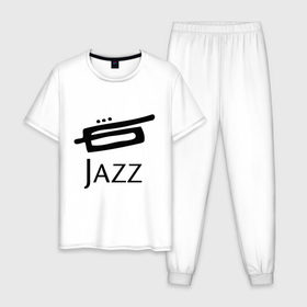 Мужская пижама хлопок с принтом Jazz (3) в Санкт-Петербурге, 100% хлопок | брюки и футболка прямого кроя, без карманов, на брюках мягкая резинка на поясе и по низу штанин
 | Тематика изображения на принте: джаз | живая музыка | импровизация | инструмент | труба