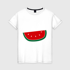 Женская футболка хлопок с принтом Watermelon в Санкт-Петербурге, 100% хлопок | прямой крой, круглый вырез горловины, длина до линии бедер, слегка спущенное плечо | watermelon | арбуз | долька арбуза | фрукт | ягода