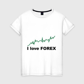 Женская футболка хлопок с принтом Я люблю Форекс в Санкт-Петербурге, 100% хлопок | прямой крой, круглый вырез горловины, длина до линии бедер, слегка спущенное плечо | forex | биржа | график | котировки | торговля | трейдер