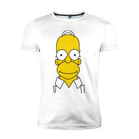 Мужская футболка премиум с принтом Simpsons (11) в Санкт-Петербурге, 92% хлопок, 8% лайкра | приталенный силуэт, круглый вырез ворота, длина до линии бедра, короткий рукав | гомер