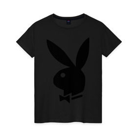Женская футболка хлопок с принтом Playboy в Санкт-Петербурге, 100% хлопок | прямой крой, круглый вырез горловины, длина до линии бедер, слегка спущенное плечо | кролик | плейбой