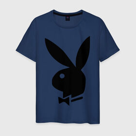 Мужская футболка хлопок с принтом Playboy в Санкт-Петербурге, 100% хлопок | прямой крой, круглый вырез горловины, длина до линии бедер, слегка спущенное плечо. | кролик | плейбой