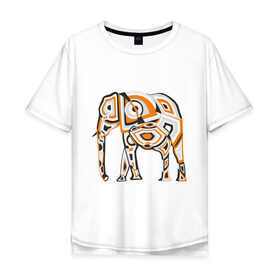 Мужская футболка хлопок Oversize с принтом Слон (2) в Санкт-Петербурге, 100% хлопок | свободный крой, круглый ворот, “спинка” длиннее передней части | 