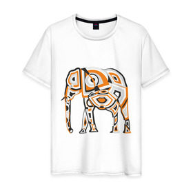 Мужская футболка хлопок с принтом Слон (2) в Санкт-Петербурге, 100% хлопок | прямой крой, круглый вырез горловины, длина до линии бедер, слегка спущенное плечо. | 
