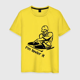 Мужская футболка хлопок с принтом I `m lovin ` it (2) в Санкт-Петербурге, 100% хлопок | прямой крой, круглый вырез горловины, длина до линии бедер, слегка спущенное плечо. | Тематика изображения на принте: 