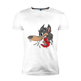 Мужская футболка премиум с принтом Comic wolf в Санкт-Петербурге, 92% хлопок, 8% лайкра | приталенный силуэт, круглый вырез ворота, длина до линии бедра, короткий рукав | 
