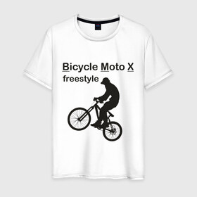 Мужская футболка хлопок с принтом BMX freestyle в Санкт-Петербурге, 100% хлопок | прямой крой, круглый вырез горловины, длина до линии бедер, слегка спущенное плечо. | 