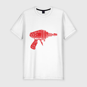 Мужская футболка премиум с принтом Sheldon Cooper Flash Gun в Санкт-Петербурге, 92% хлопок, 8% лайкра | приталенный силуэт, круглый вырез ворота, длина до линии бедра, короткий рукав | big bang theory | jim parsons | джим парсонс | кураж бомбей | тбв | теория большого взрыва | шелдон купер
