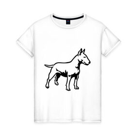 Женская футболка хлопок с принтом Бойцовская собака в Санкт-Петербурге, 100% хлопок | прямой крой, круглый вырез горловины, длина до линии бедер, слегка спущенное плечо | бойцовская собака | домашние животные | животные | пес | песик | собака