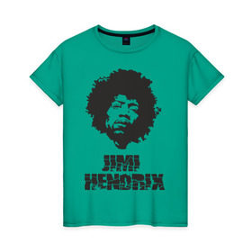 Женская футболка хлопок с принтом Jimi Hendrix в Санкт-Петербурге, 100% хлопок | прямой крой, круглый вырез горловины, длина до линии бедер, слегка спущенное плечо | 60е | гитарист | джими хендрикс | джимми хендрикс | ретро | рок