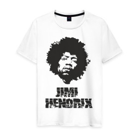 Мужская футболка хлопок с принтом Jimi Hendrix в Санкт-Петербурге, 100% хлопок | прямой крой, круглый вырез горловины, длина до линии бедер, слегка спущенное плечо. | 60е | гитарист | джими хендрикс | джимми хендрикс | ретро | рок