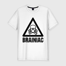 Мужская футболка премиум с принтом Brainiac в Санкт-Петербурге, 92% хлопок, 8% лайкра | приталенный силуэт, круглый вырез ворота, длина до линии бедра, короткий рукав | brainiac | брейниак | комиксы | мозг | череп