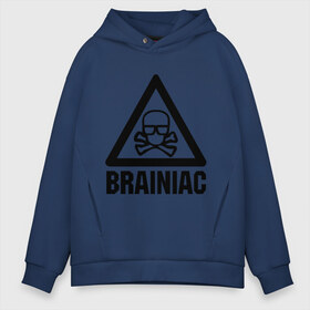 Мужское худи Oversize хлопок с принтом Brainiac в Санкт-Петербурге, френч-терри — 70% хлопок, 30% полиэстер. Мягкий теплый начес внутри —100% хлопок | боковые карманы, эластичные манжеты и нижняя кромка, капюшон на магнитной кнопке | brainiac | брейниак | комиксы | мозг | череп