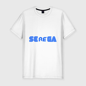 Мужская футболка премиум с принтом Serega в Санкт-Петербурге, 92% хлопок, 8% лайкра | приталенный силуэт, круглый вырез ворота, длина до линии бедра, короткий рукав | sega | приставки | серега