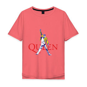 Мужская футболка хлопок Oversize с принтом Queen(2) в Санкт-Петербурге, 100% хлопок | свободный крой, круглый ворот, “спинка” длиннее передней части | rock | классический рок | куин | меркури | меркьюри | рок | фредди | фреди