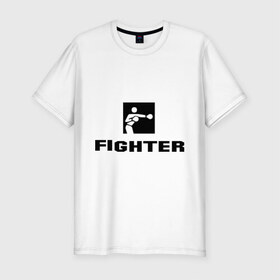 Мужская футболка премиум с принтом Fighter в Санкт-Петербурге, 92% хлопок, 8% лайкра | приталенный силуэт, круглый вырез ворота, длина до линии бедра, короткий рукав | m 1 | mix fighter | боец | бои без правил | м 1 | м1 | микс файт | реслинг | рестлинг | файтер