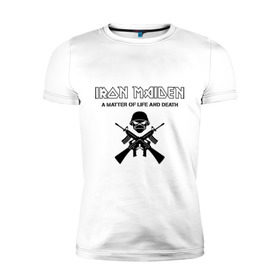 Мужская футболка премиум с принтом Iron Maiden (2) в Санкт-Петербурге, 92% хлопок, 8% лайкра | приталенный силуэт, круглый вырез ворота, длина до линии бедра, короткий рукав | heavy metal | iron maiden | metal | rock | trash metal | метал | рок | рок группа | трэш метал | хеви метал
