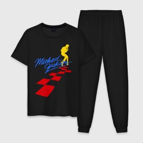 Мужская пижама хлопок с принтом Michael Jackson (11) в Санкт-Петербурге, 100% хлопок | брюки и футболка прямого кроя, без карманов, на брюках мягкая резинка на поясе и по низу штанин
 | майкл джексон