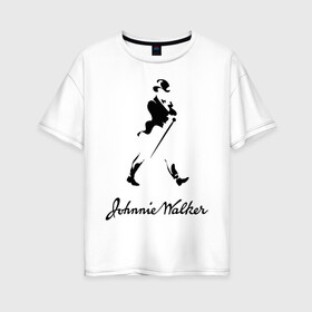 Женская футболка хлопок Oversize с принтом Johnnie Walker (2) в Санкт-Петербурге, 100% хлопок | свободный крой, круглый ворот, спущенный рукав, длина до линии бедер
 | johnnie walker | бар | бармен | виски | джонни уокер